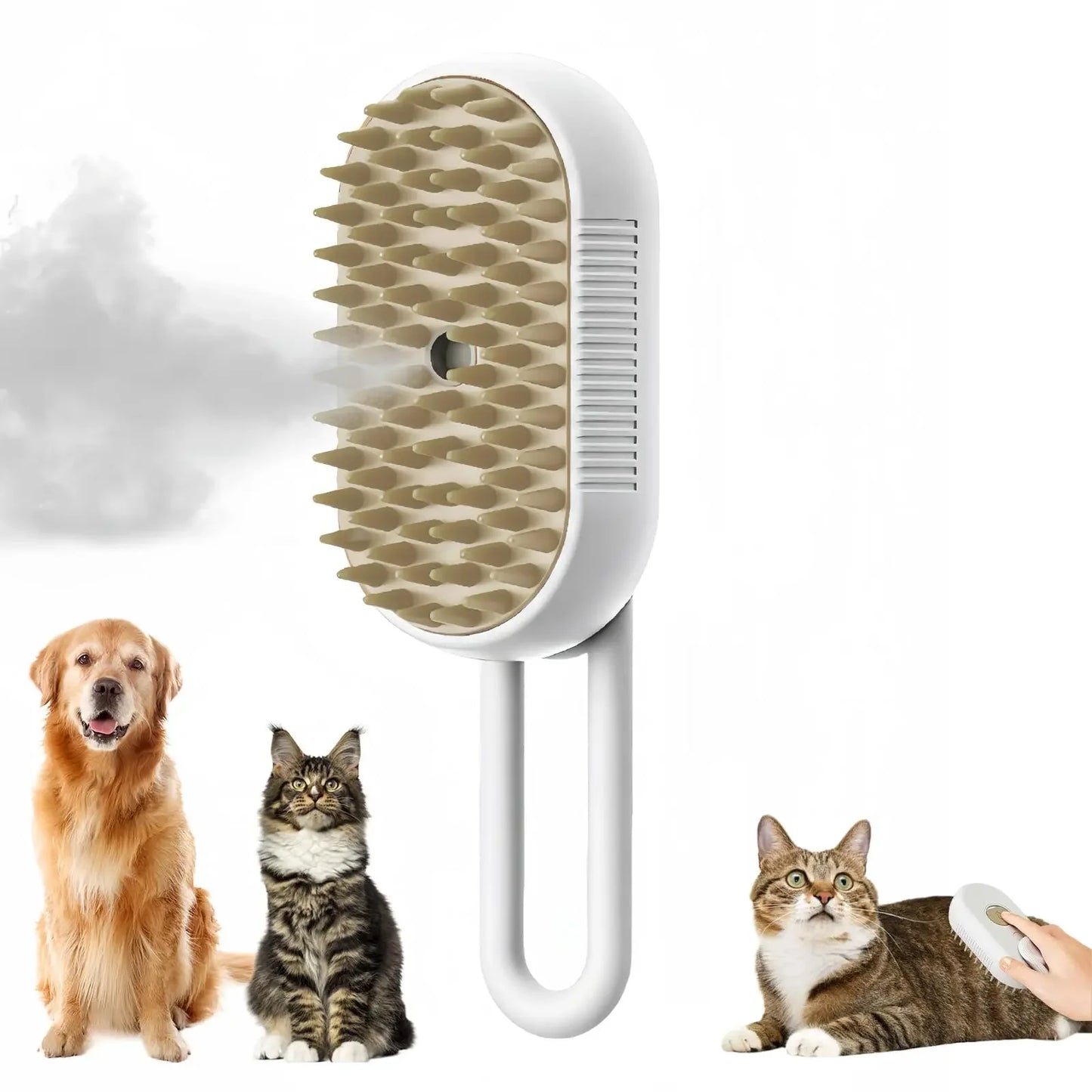 Cepillo De Masaje Con Pulverizador Para Perros Y Gatos, Cepillo De Vapor 3 En 1 Con Un Botón, Plegable, Giratorio, Flotante, Para Depilación