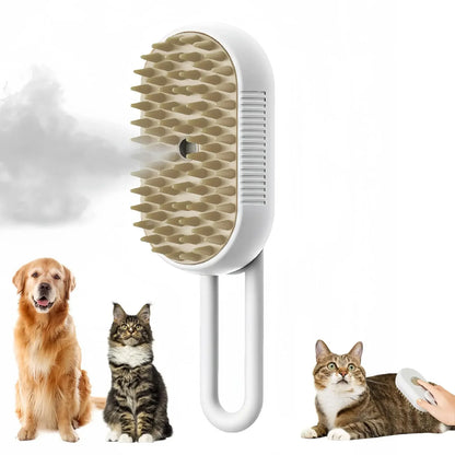 Cepillo De Masaje Con Pulverizador Para Perros Y Gatos, Cepillo De Vapor 3 En 1 Con Un Botón, Plegable, Giratorio, Flotante, Para Depilación