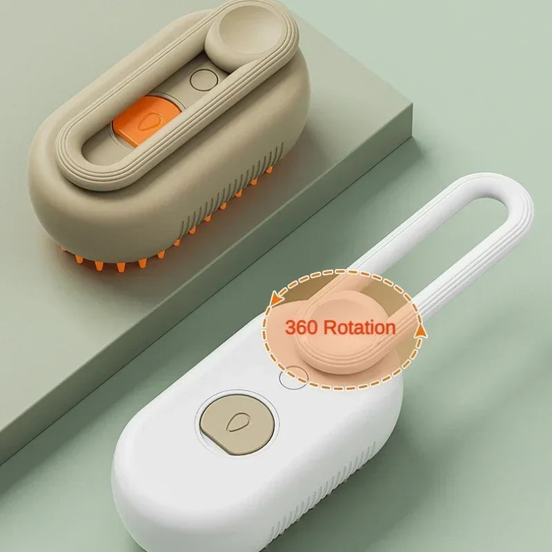 Cepillo De Masaje Con Pulverizador Para Perros Y Gatos, Cepillo De Vapor 3 En 1 Con Un Botón, Plegable, Giratorio, Flotante, Para Depilación