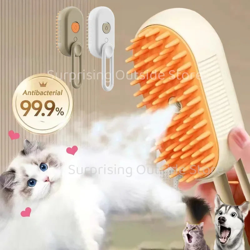 Cepillo De Masaje Con Pulverizador Para Perros Y Gatos, Cepillo De Vapor 3 En 1 Con Un Botón, Plegable, Giratorio, Flotante, Para Depilación