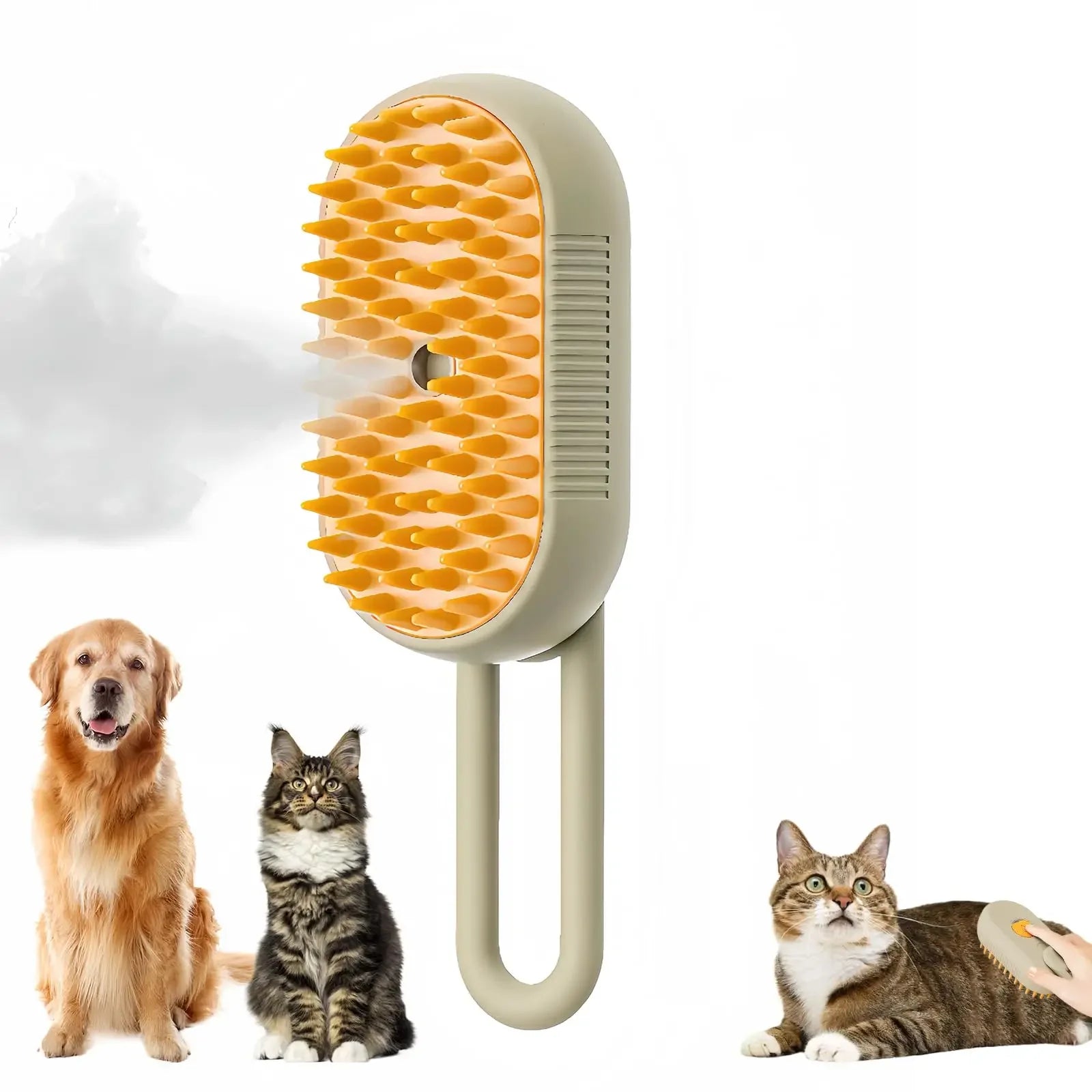 Cepillo De Masaje Con Pulverizador Para Perros Y Gatos, Cepillo De Vapor 3 En 1 Con Un Botón, Plegable, Giratorio, Flotante, Para Depilación